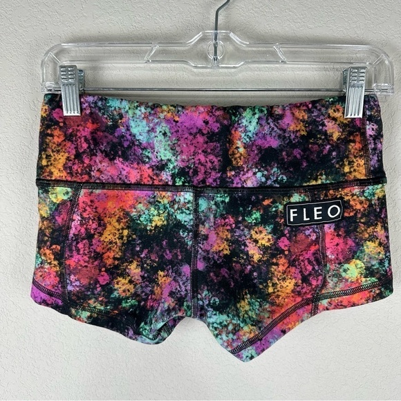 Fleo Multicolor Rainbow Dust 325 Athletic Athleisure Short Shorts Size Small - Picture 2 of 5